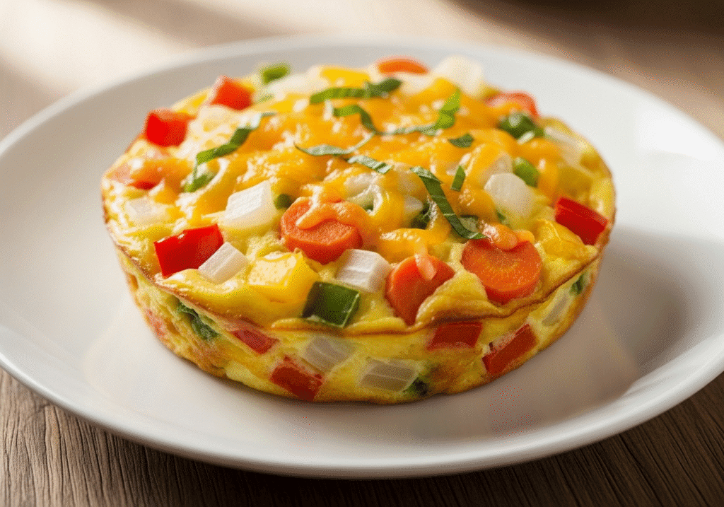  সবজি ও পনির দিয়ে তৈরি একটি স্বাস্থ্যকর ফ্রিটাটা, মাইক্রোওয়েভে সহজে তৈরি, যা প্রোটিন ও ভিটামিন সমৃদ্ধ।