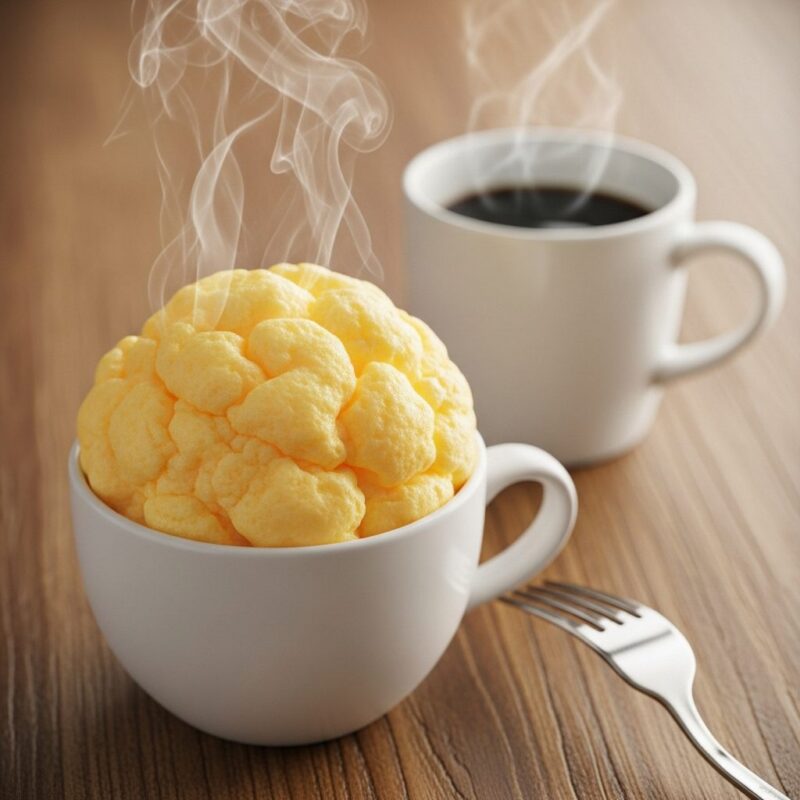 fluffy microwave egg mug recipe ready in 90 seconds.