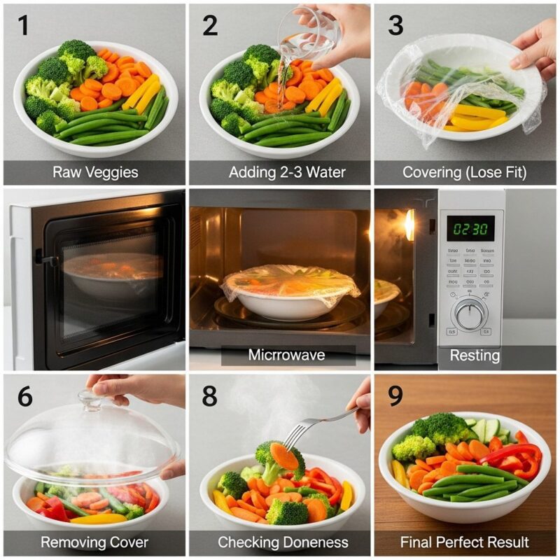 learn to cook at home - microwave vegetable steaming tutorial for beginners.