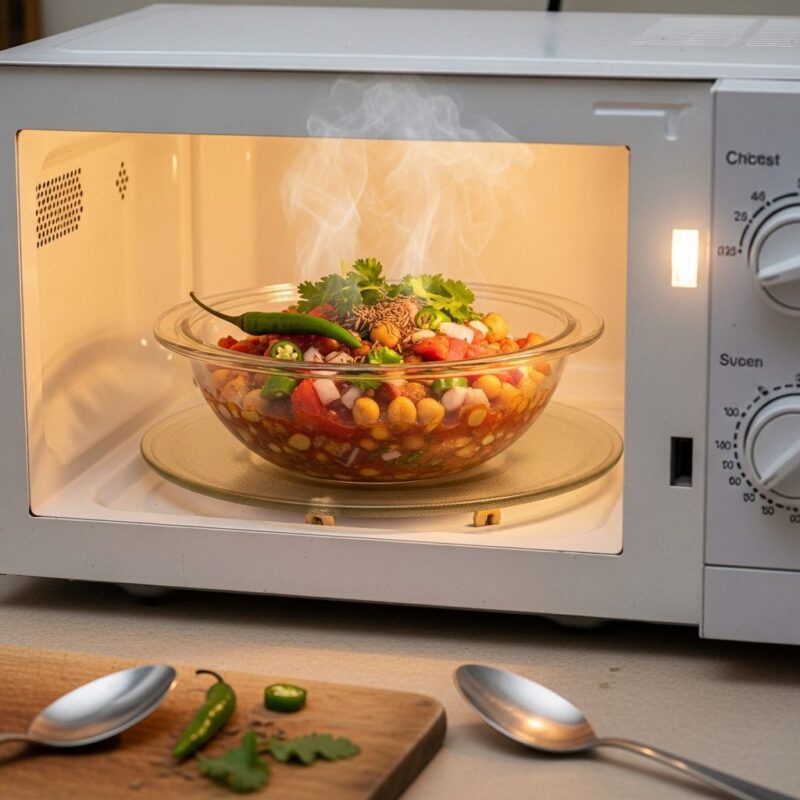  microwave chana masala - protein rich vegetarian meal.