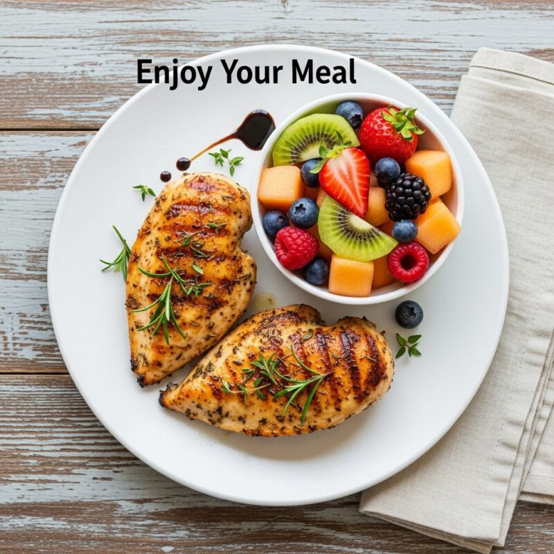 Hands mixing the easy marinade (yogurt and spices) for Microwave Grilled Chicken in a glass bowl.