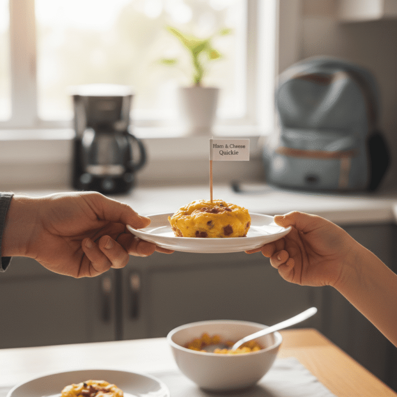 A quick and nutritious microwave egg bite breakfast solution for busy parents and kids on the go.