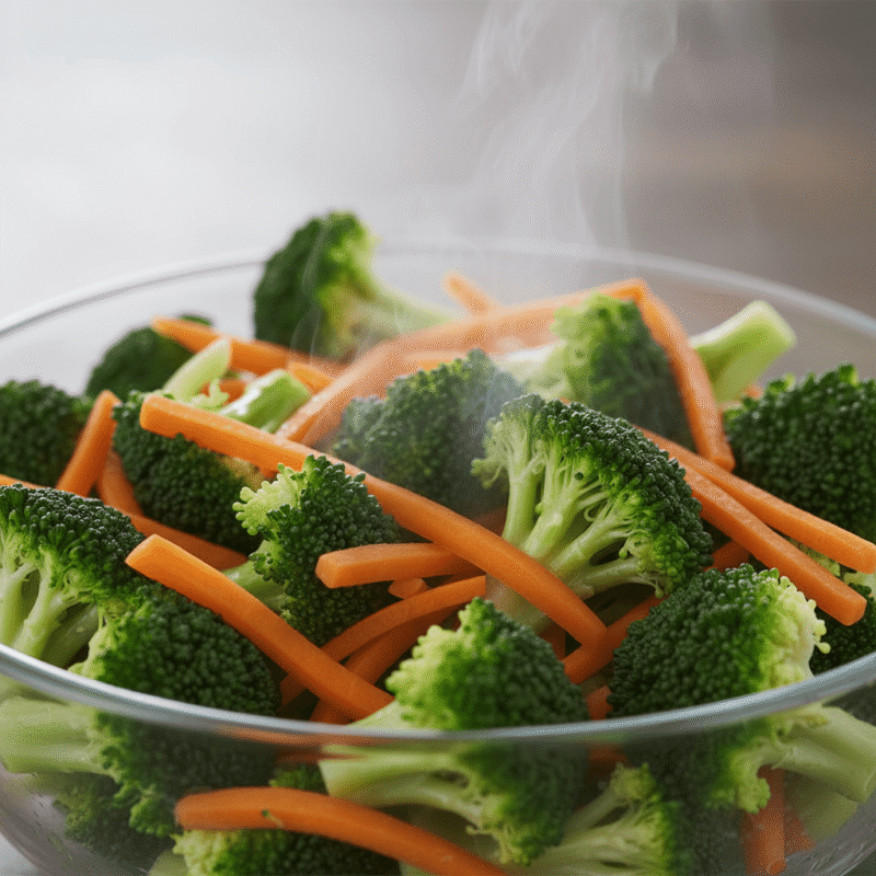 How to steam vibrant and crisp broccoli and carrots in the microwave for a quick, healthy side dish.