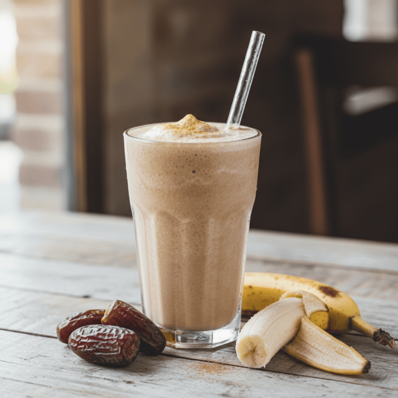 Nutritious and energy-boosting date and milk shake for iftar.