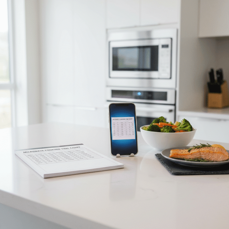 The ultimate microwave cooking time chart guide for perfectly cooked vegetables and fish.
