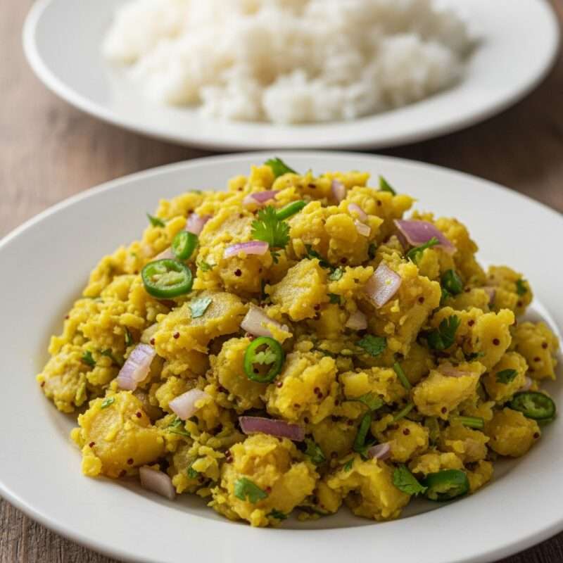Bangladeshi aloo bharta with mustard oil microwave recipe, traditional mashed potato dish for students abroad.