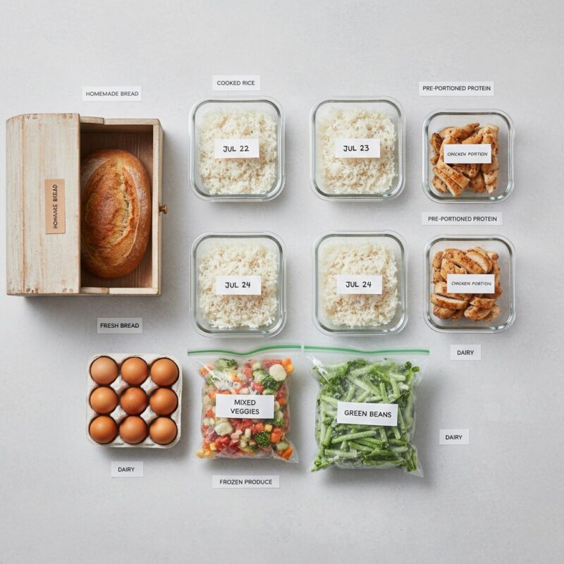 Proper food storage containers and organization for student meal prep budget planning