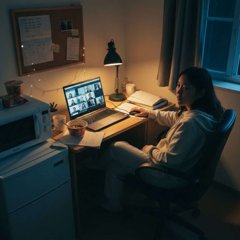 College student studying late needs fast 15 minute microwave meals for busy schedule abroad.